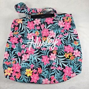 Vtg HURLEY Floral Hawaiian Tote Beach Bag 16x18 Euc